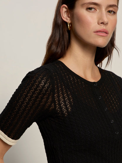 GOING PLACES POINTELLE SWEATER BLACK - Sanctuary Clothing