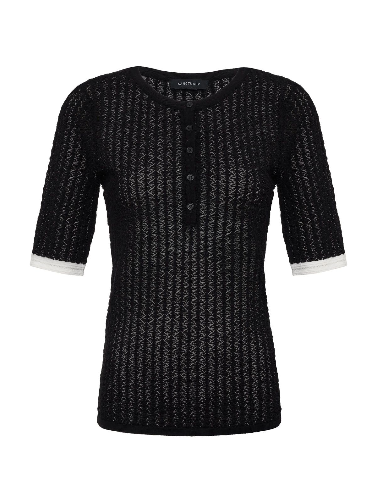 GOING PLACES POINTELLE SWEATER BLACK - Sanctuary Clothing