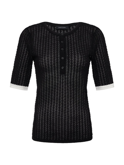 GOING PLACES POINTELLE SWEATER BLACK - Sanctuary Clothing