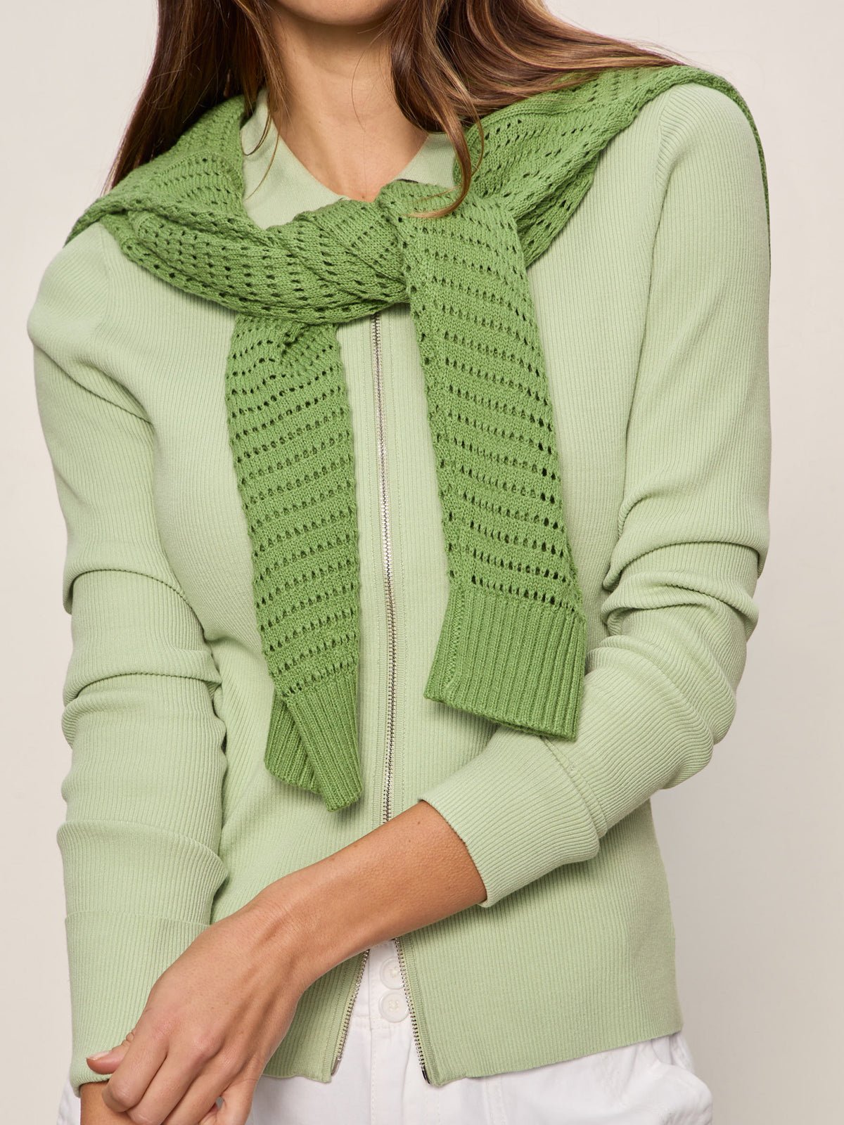 ONLY YOURS RIBBED ZIP SWEATER DETOX GREEN - Sanctuary Clothing