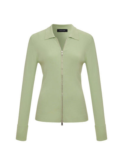 ONLY YOURS RIBBED ZIP SWEATER DETOX GREEN - Sanctuary Clothing
