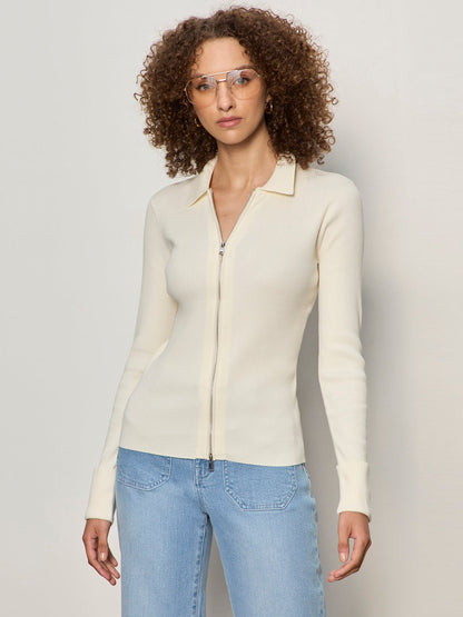 ONLY YOURS RIBBED ZIP SWEATER COLLAGEN - Sanctuary Clothing
