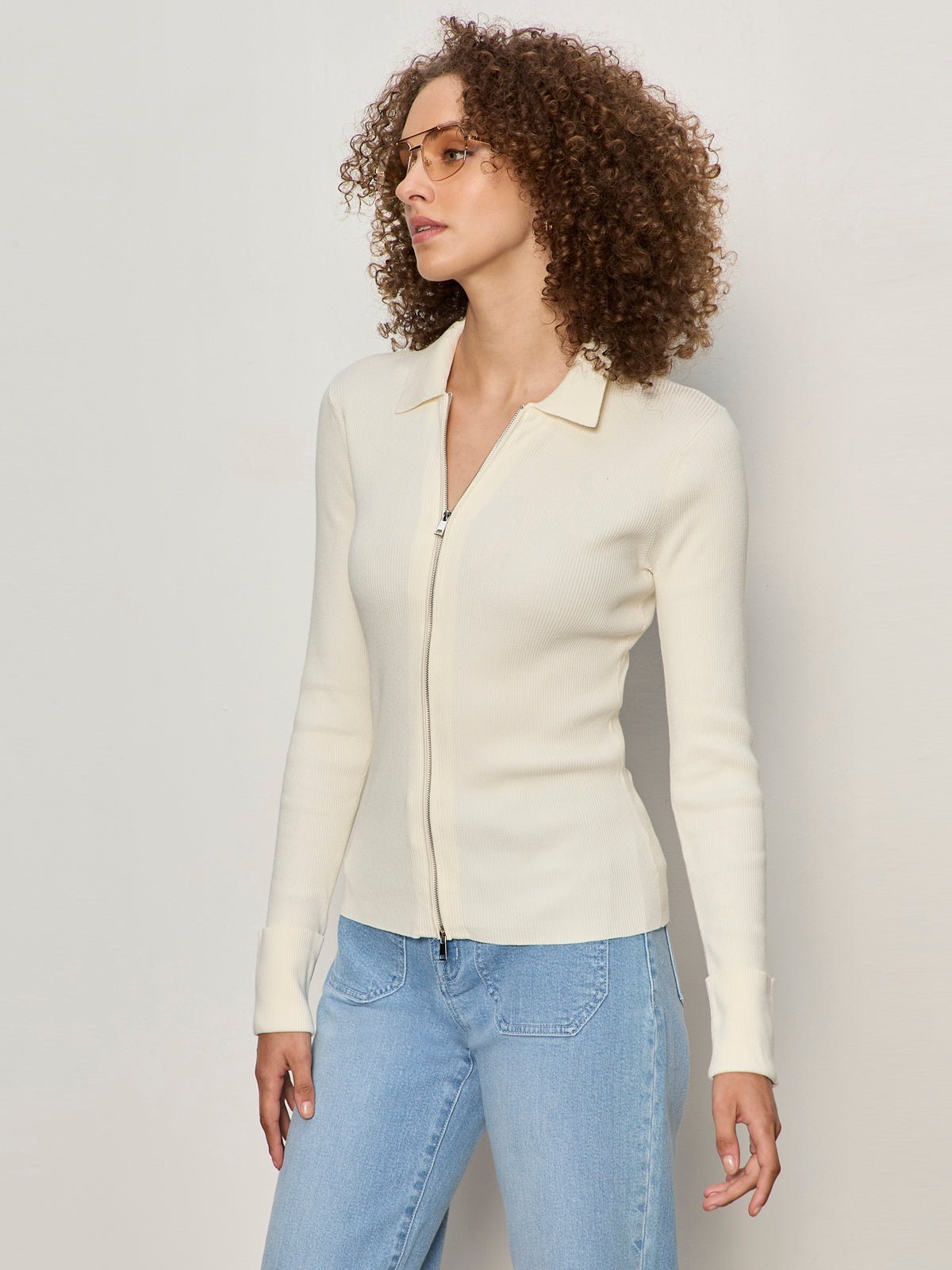 ONLY YOURS RIBBED ZIP SWEATER COLLAGEN - Sanctuary Clothing