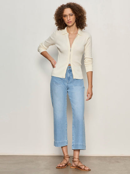 ONLY YOURS RIBBED ZIP SWEATER COLLAGEN - Sanctuary Clothing