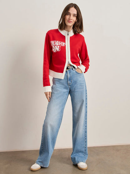 JOE COOL ZIP UP SWEATER CHERRY LACQUER - Sanctuary Clothing