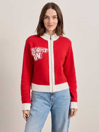 JOE COOL ZIP UP SWEATER CHERRY LACQUER - Sanctuary Clothing