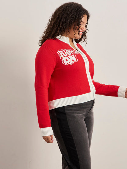 JOE COOL ZIP UP SWEATER CHERRY LACQUER - Sanctuary Clothing