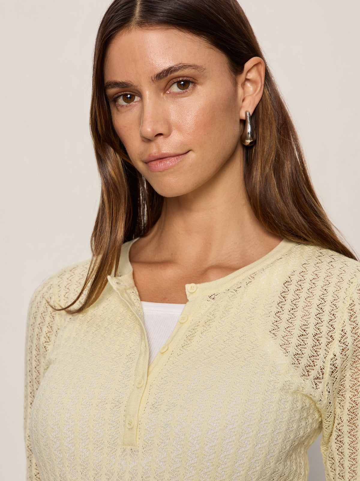 GOING PLACES POINTELLE SWEATER LEMON DROP - Sanctuary Clothing