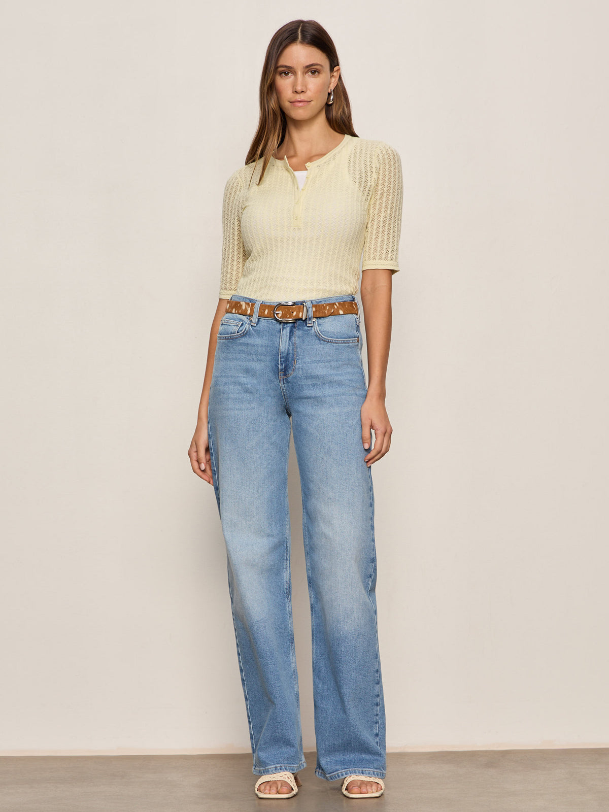 GOING PLACES POINTELLE SWEATER LEMON DROP - Sanctuary Clothing
