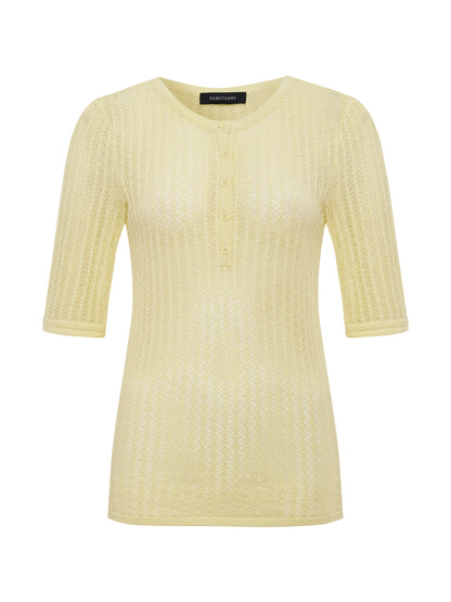 GOING PLACES POINTELLE SWEATER LEMON DROP - Sanctuary Clothing