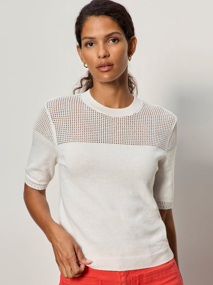 MIX STITCH TEE CHALK - Sanctuary Clothing
