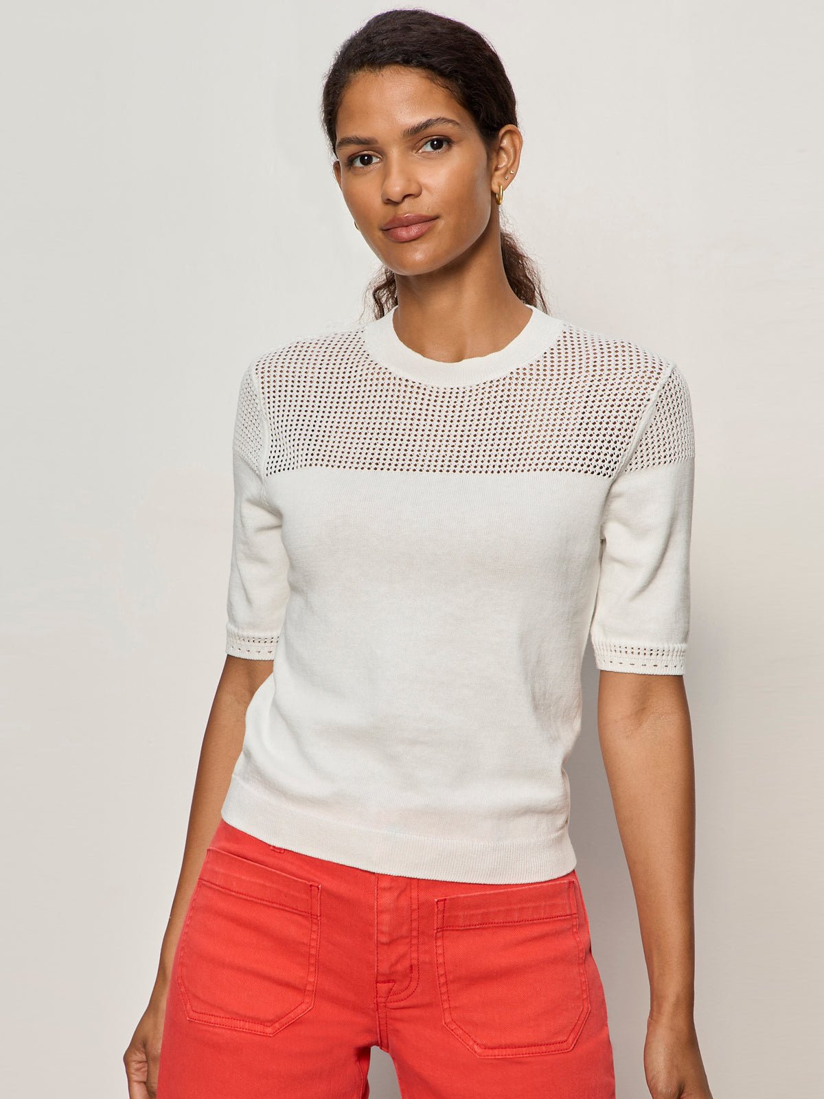 MIX STITCH TEE CHALK - Sanctuary Clothing
