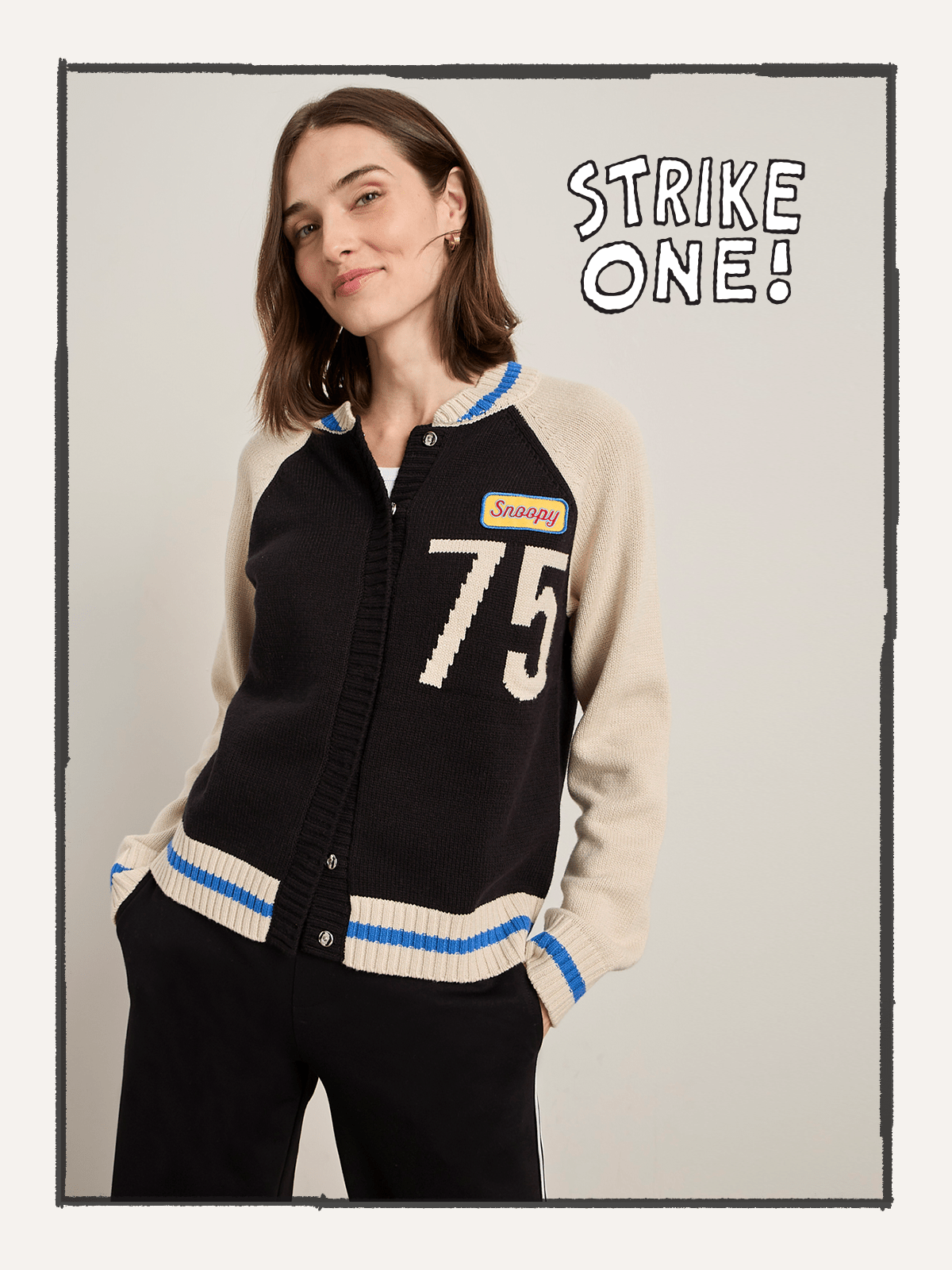 75 BOMBER SWEATER BLACK/ CHALK - Sanctuary Clothing