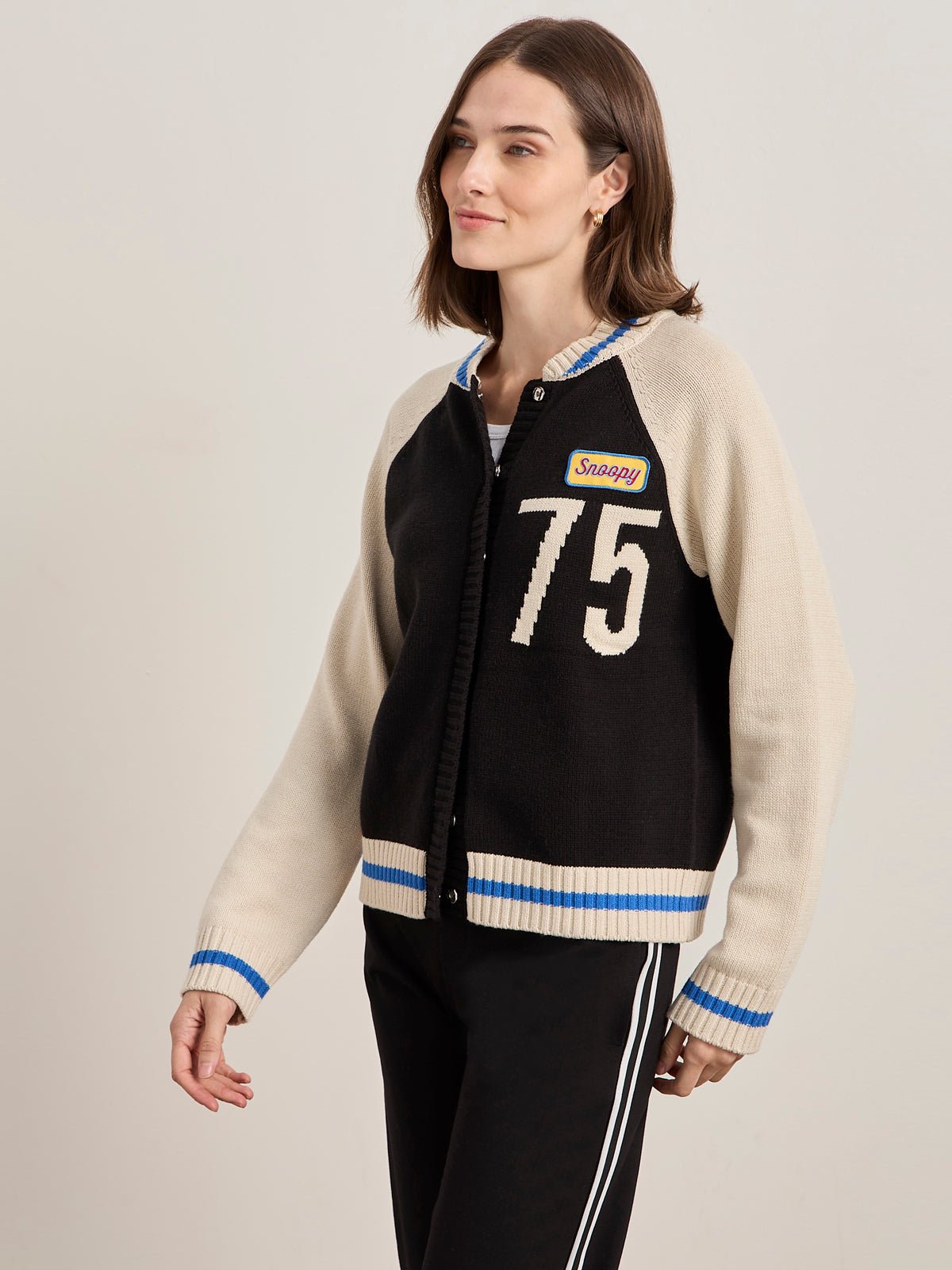75 BOMBER SWEATER BLACK/ CHALK - Sanctuary Clothing