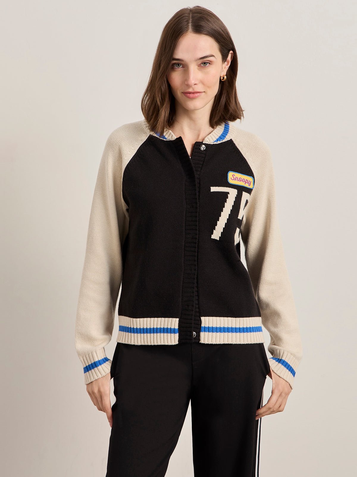 75 BOMBER SWEATER BLACK/ CHALK - Sanctuary Clothing