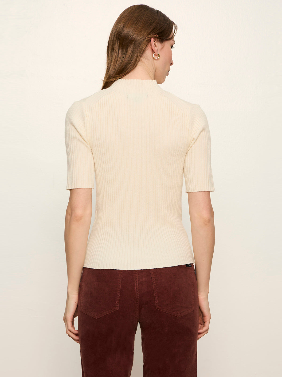 High Neck Ribbed Top Bone - Sanctuary Clothing