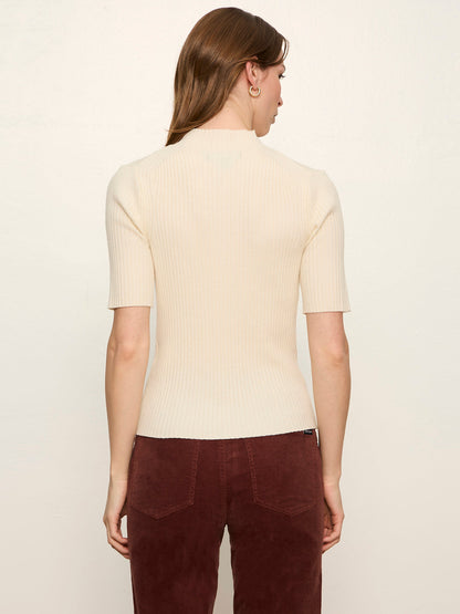 High Neck Ribbed Top Bone - Sanctuary Clothing