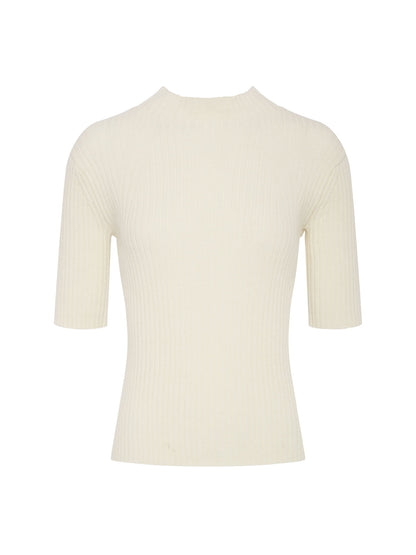 High Neck Ribbed Top Bone - Sanctuary Clothing