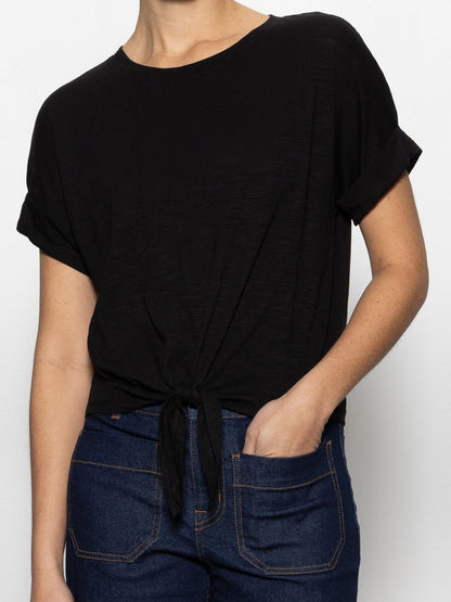 ALL DAY TIE TEE BLACK - Sanctuary Clothing