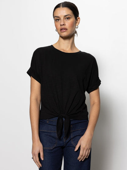 ALL DAY TIE TEE BLACK - Sanctuary Clothing