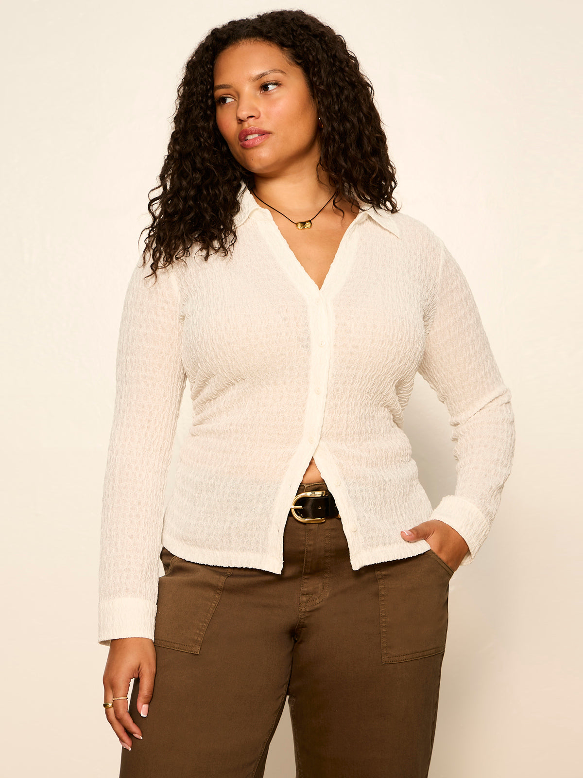 JUNO TEXTURED BUTTON FRONT CHALK - Sanctuary Clothing