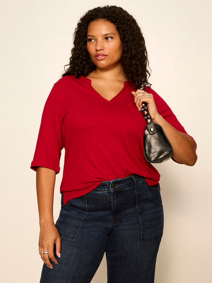 DOLCE NOTCH NECK TEE RED BERRY - Sanctuary Clothing
