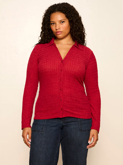 JUNO TEXTURED BUTTON FRONT RED BERRY - Sanctuary Clothing