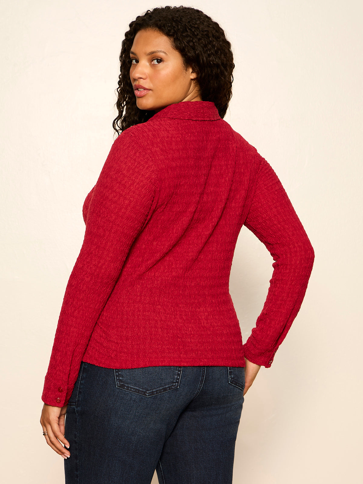 JUNO TEXTURED BUTTON FRONT RED BERRY - Sanctuary Clothing