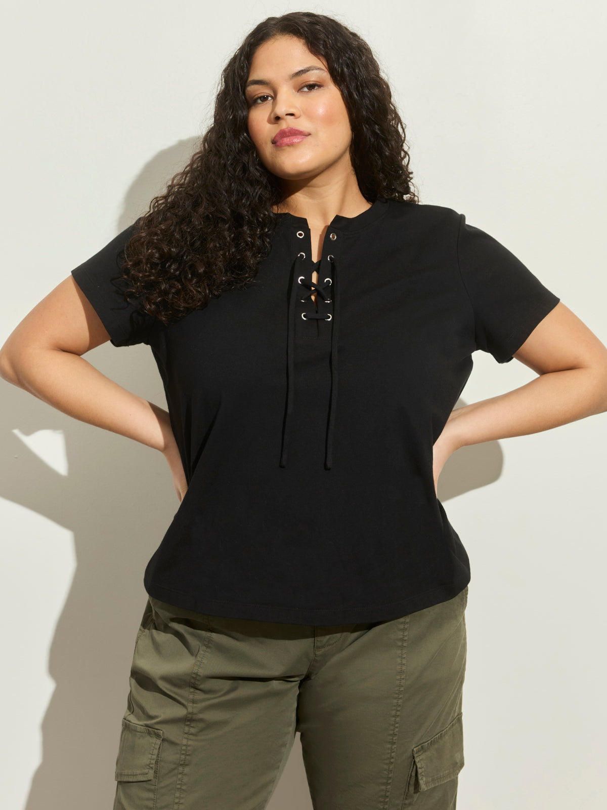 LACE UP TIMELESS TEE BLACK - Sanctuary Clothing