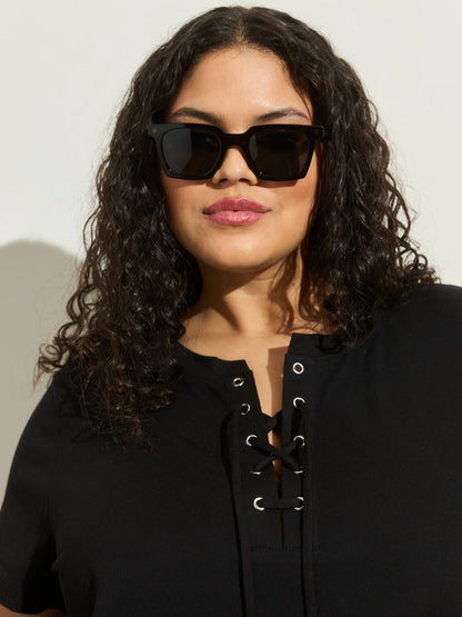 LACE UP TIMELESS TEE BLACK - Sanctuary Clothing