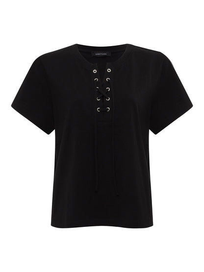 LACE UP TIMELESS TEE BLACK - Sanctuary Clothing
