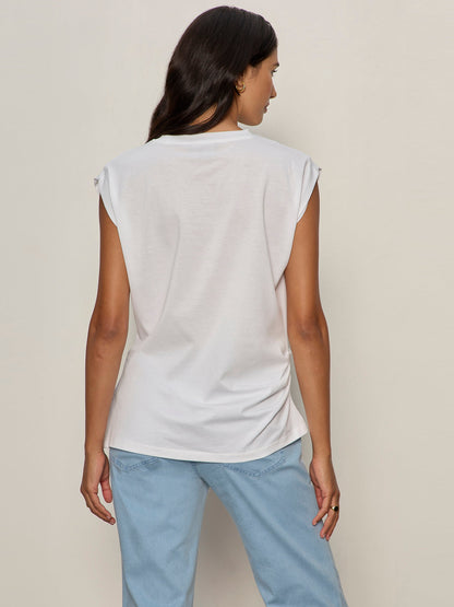 PLEATED MUSCLE TEE WHITE - Sanctuary Clothing