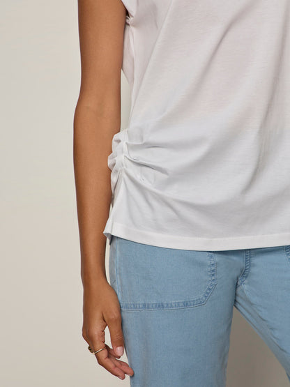 PLEATED MUSCLE TEE WHITE - Sanctuary Clothing
