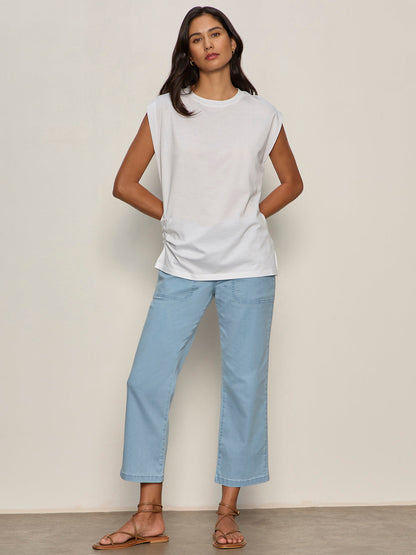 PLEATED MUSCLE TEE WHITE - Sanctuary Clothing