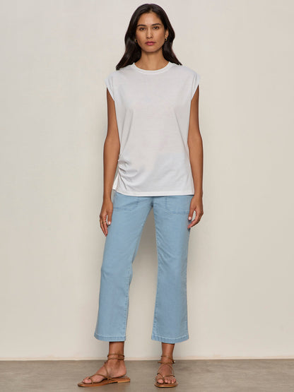 PLEATED MUSCLE TEE WHITE - Sanctuary Clothing