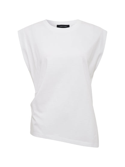 PLEATED MUSCLE TEE WHITE - Sanctuary Clothing