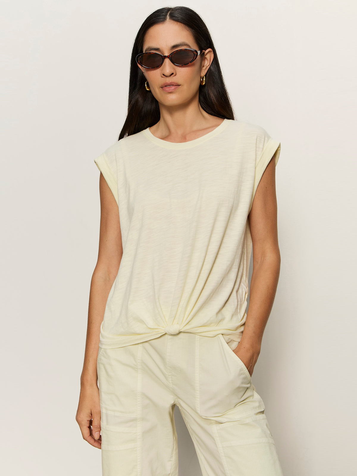 KNOTTED MUSCLE TEE LEMON DROP - Sanctuary Clothing