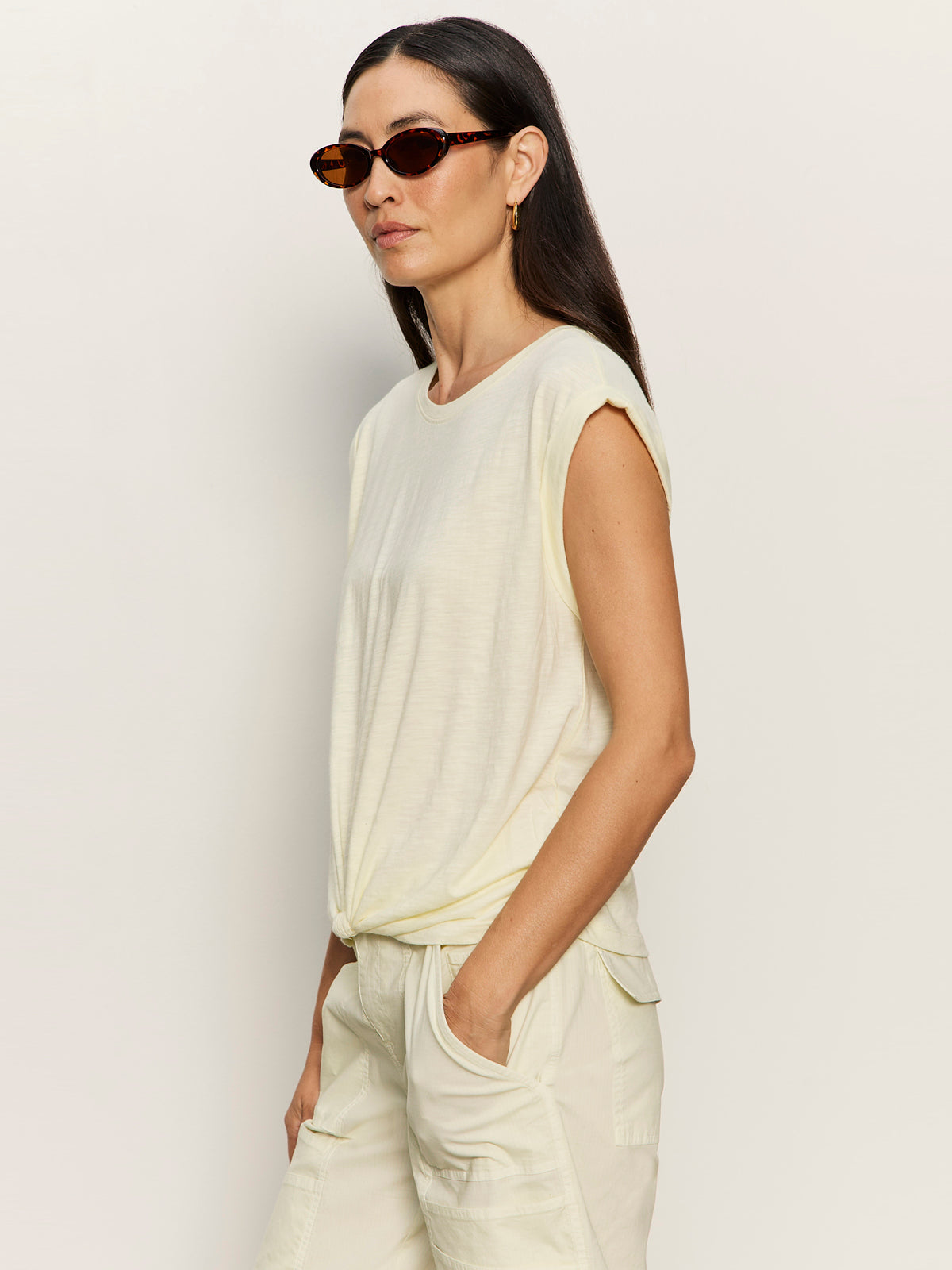 KNOTTED MUSCLE TEE LEMON DROP - Sanctuary Clothing