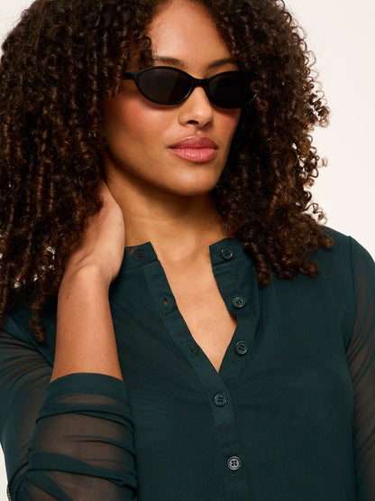 Mesh Long Sleeve Cardigan Forest - Sanctuary Clothing