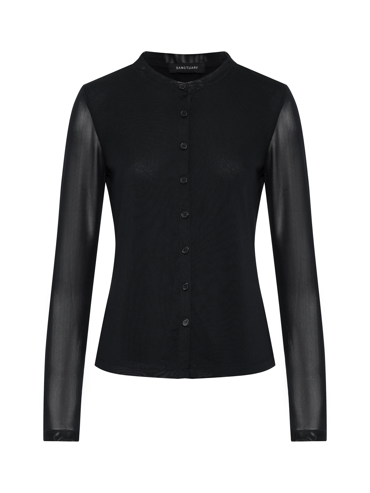 Mesh Long Sleeve Cardigan Black - Sanctuary Clothing