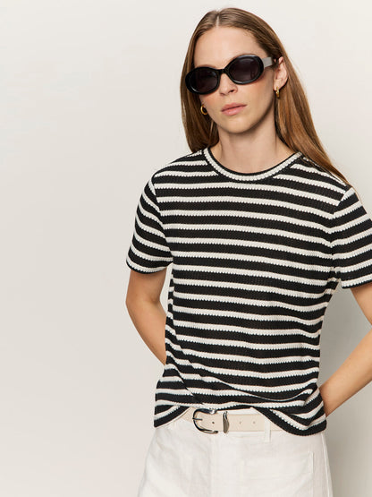 Perfect Textured Tee Black/Chalk Stripe - Sanctuary Clothing