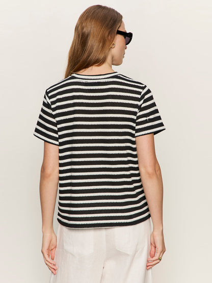 Perfect Textured Tee Black/Chalk Stripe - Sanctuary Clothing
