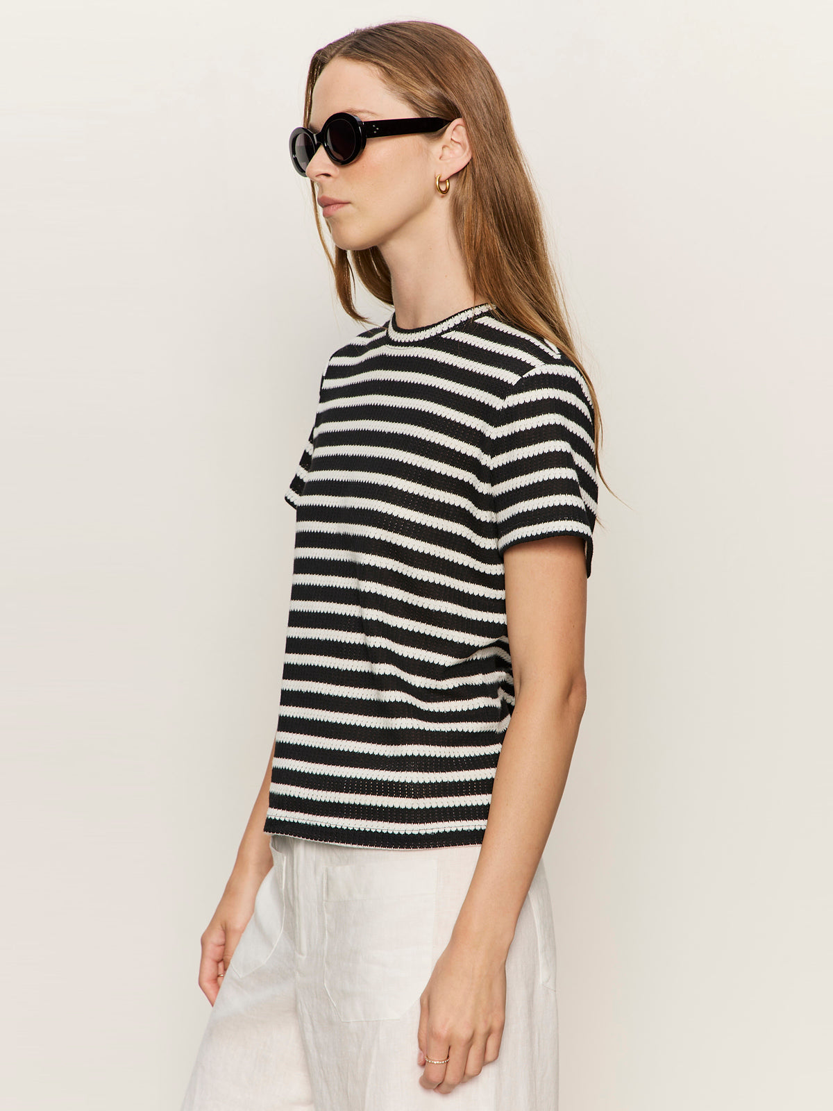 Perfect Textured Tee Black/Chalk Stripe - Sanctuary Clothing