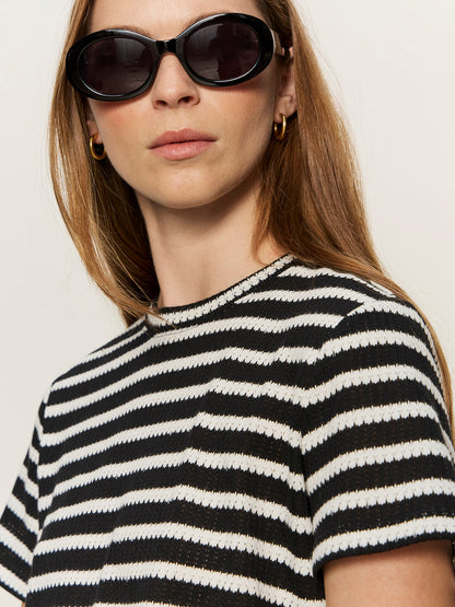 Perfect Textured Tee Black/Chalk Stripe - Sanctuary Clothing