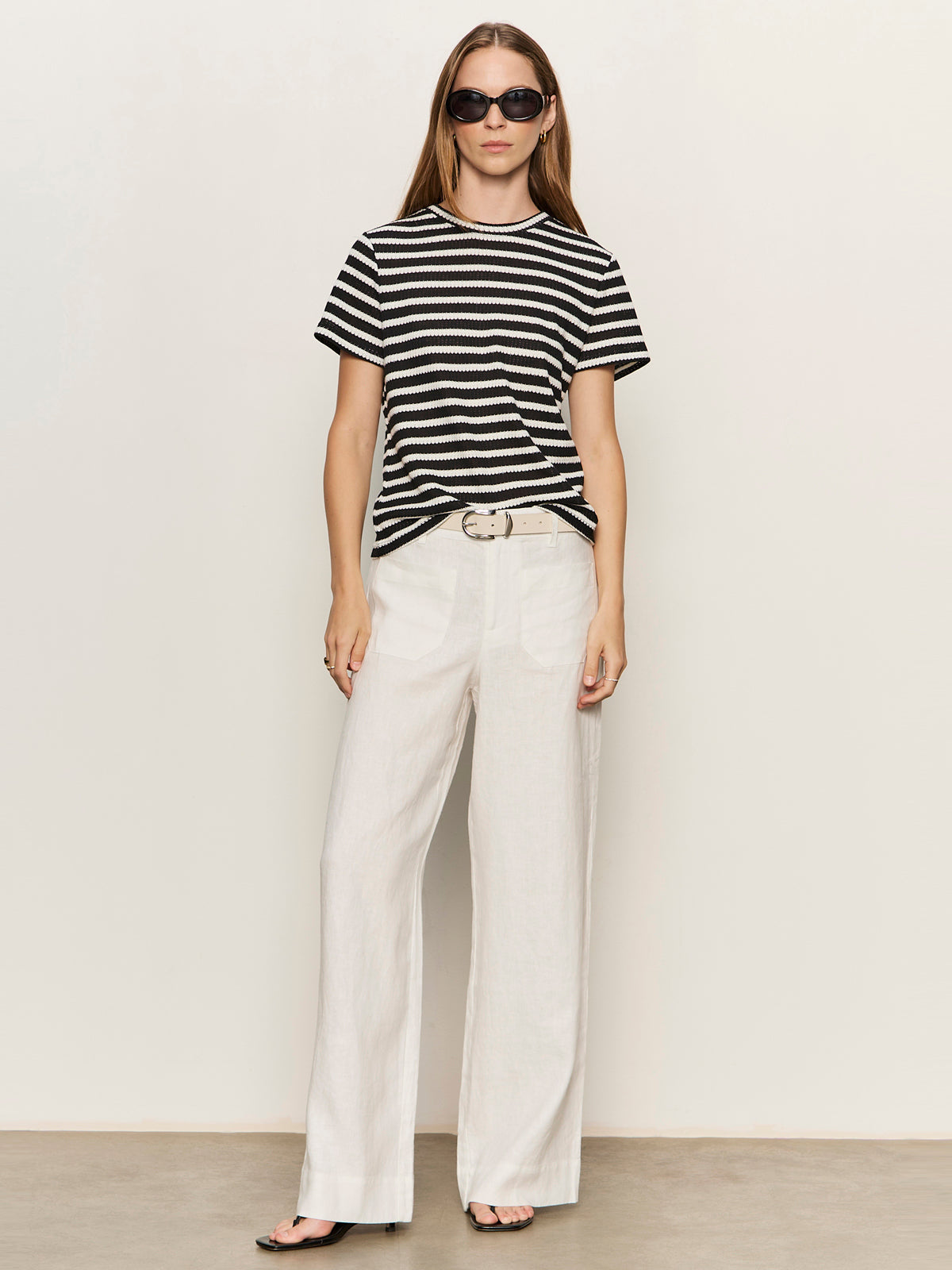 Perfect Textured Tee Black/Chalk Stripe - Sanctuary Clothing