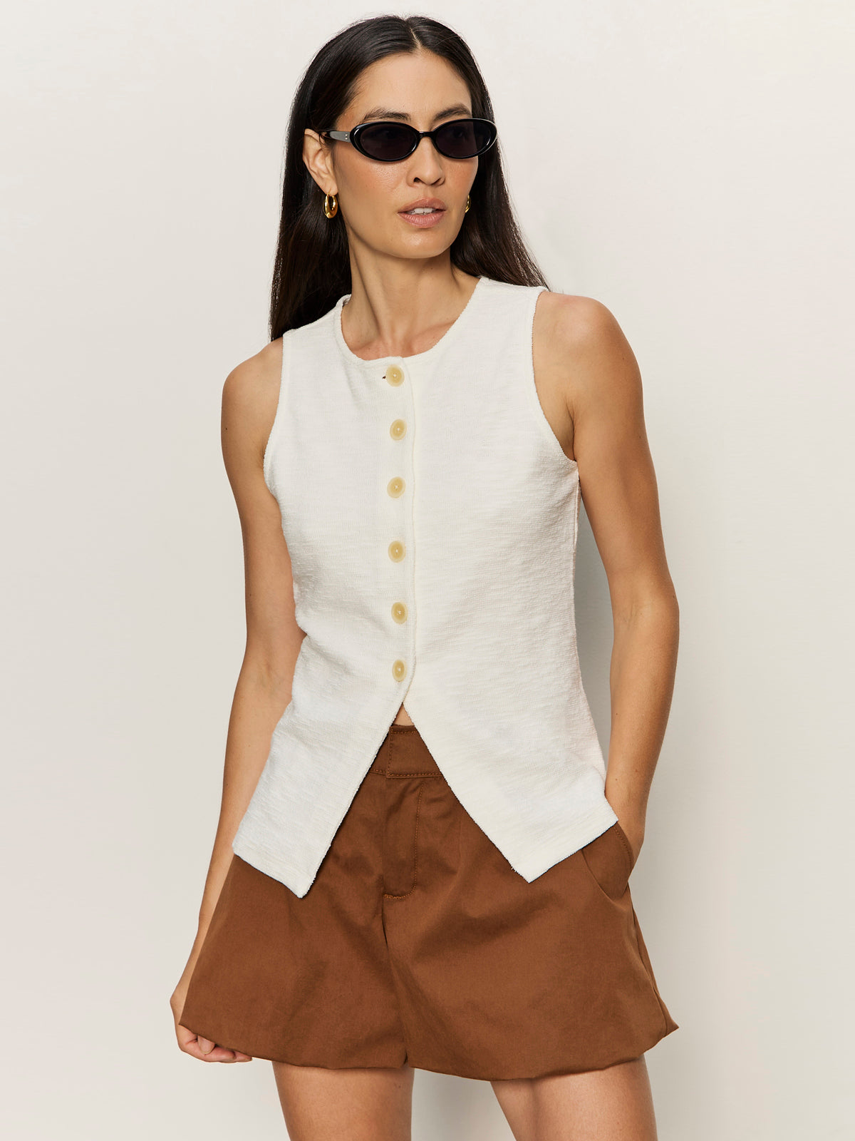 NOTHING EXTRA KNIT VEST CHALK - Sanctuary Clothing
