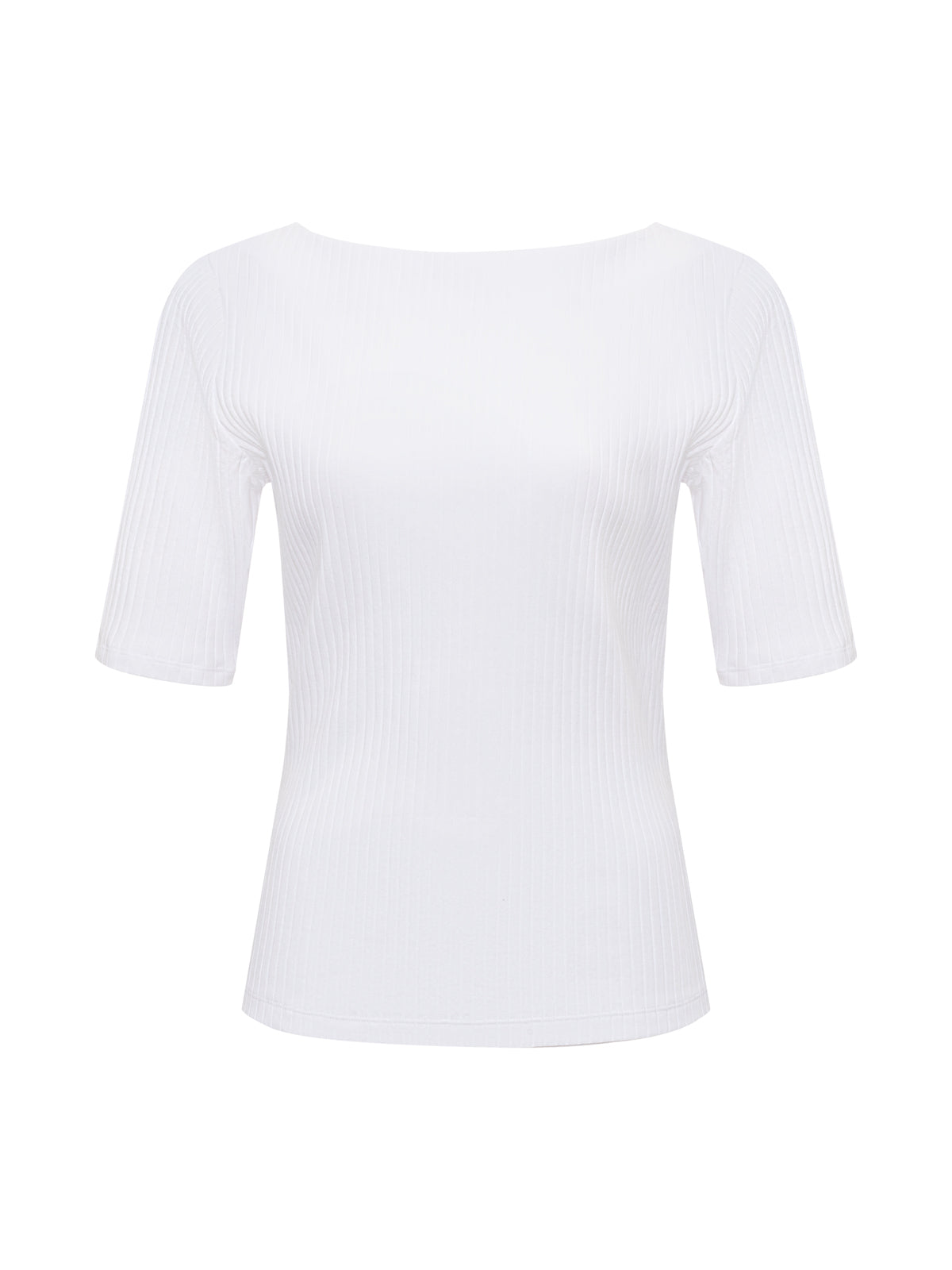 BOATNECK RIBBED TOP WHITE - Sanctuary Clothing