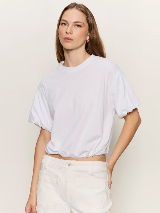 PLEAT BUBBLE TEE WHITE - Sanctuary Clothing