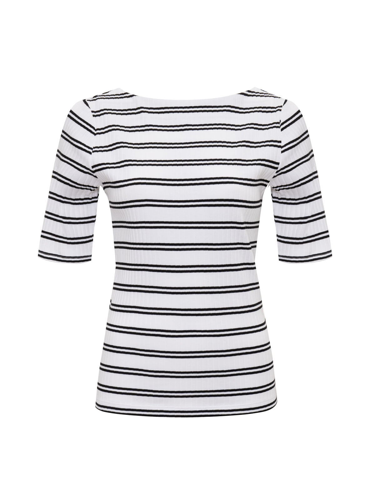 BOATNECK RIBBED TOP CHALK/BLACK STRIPE - Sanctuary Clothing