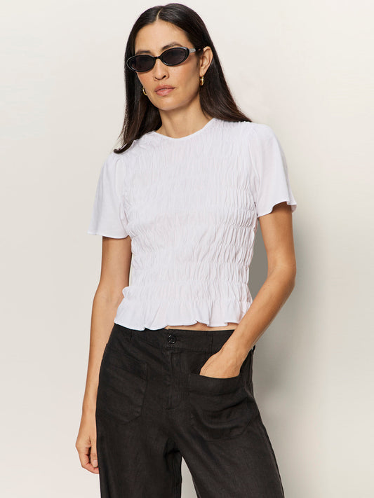BETTER TOGETHER SMOCKED TOP WHITE - Sanctuary Clothing